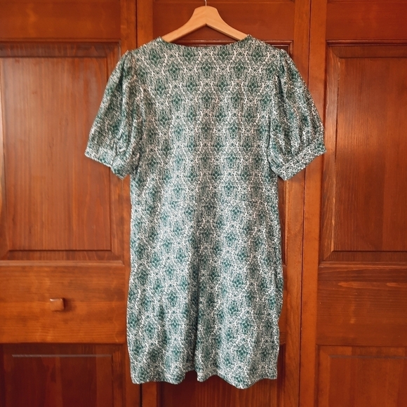 🛍 NWT Boden V-neck Jersey Mini Dress dark green white print D0555 BGR size 12 - Picture 6 of 10